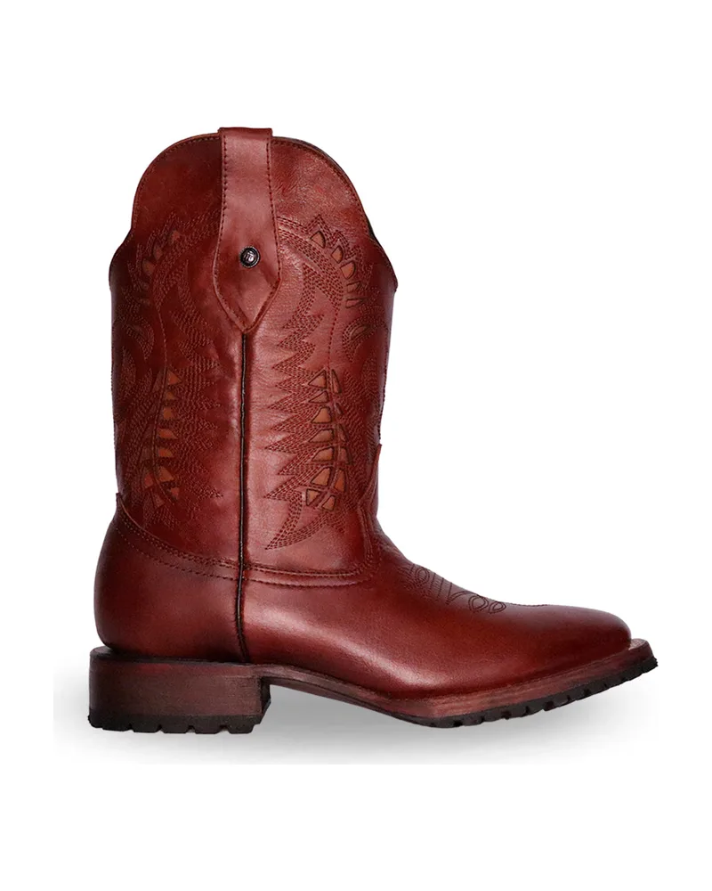 Bota vaquera bulldog Horsag de hombre en piel color capuchino con bordado en la caña
